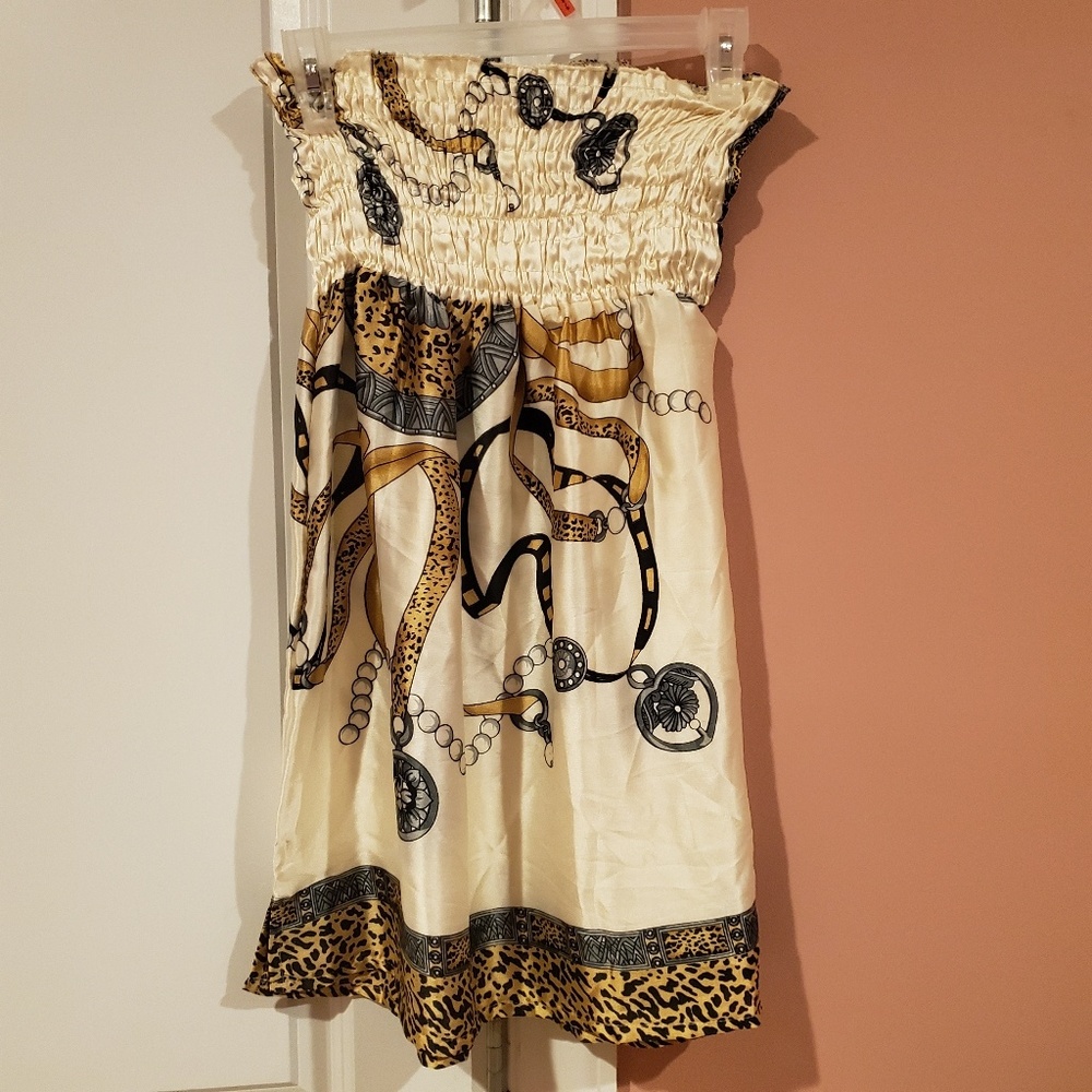 Satin cheetah design strapless dress/top